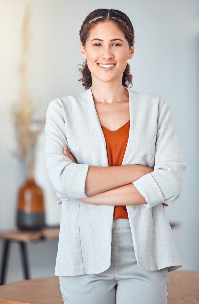 Business woman leadership and portrait of a Human Resources manager in an office workplace for faq
